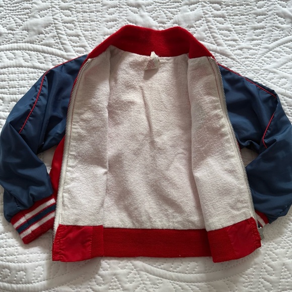 Vintage 3T Baseball Slugger Red and Blue Kids Jacket Coat - Picture 3 of 8